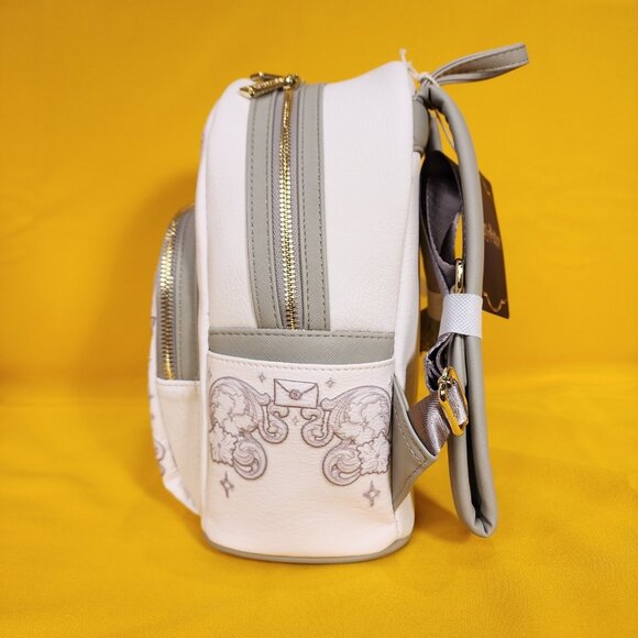 Loungefly Harry Potter Hedwig Owl Ornamental White Grey Embossed Mini Backpack - Picture 6 of 10